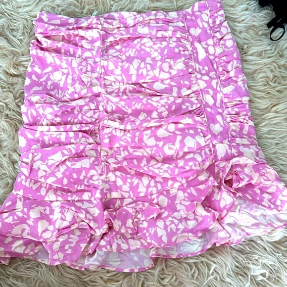 ISABEL MARANT PRINTED SILK MILENDI RUCHED SKIRT